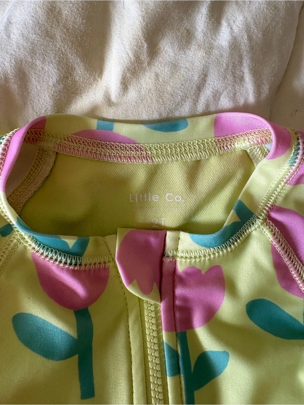 Toddler girl Yellow Floral Zip-Front Long Sleeve Swimsuit